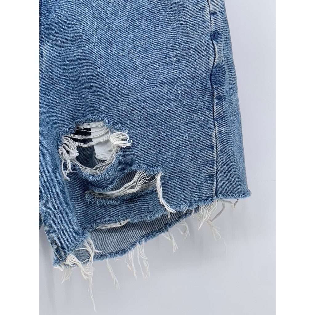 LEE Women's Blue Denim Vintage Distressed Cut-Off Shorts SZ 33