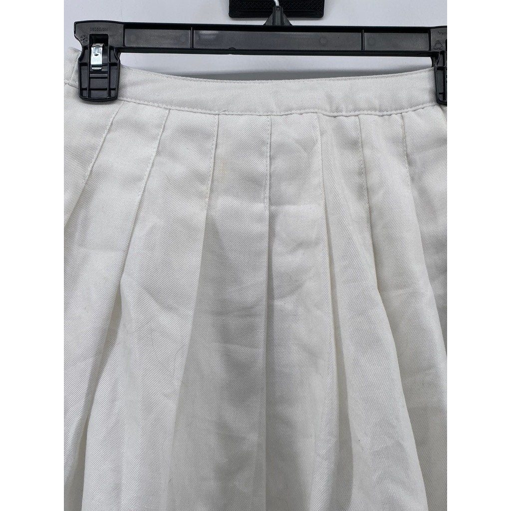 FOREVER 21 Women's White Pleated A-Line Mini Tennis Skirt SZ S