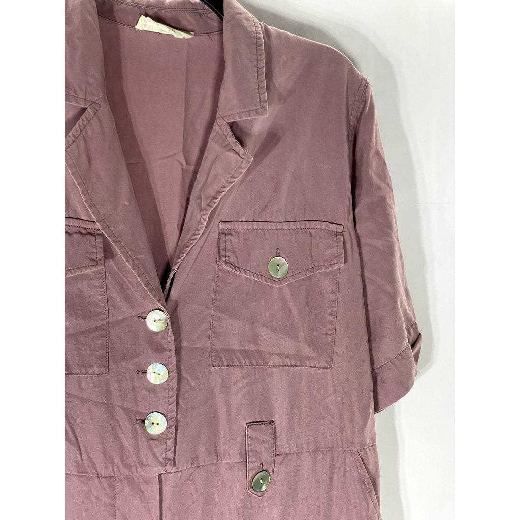 NATIVE YOUTH Women's Purple Half-Button The Amelia Elbow Sleeve Jumpsuit SZ S