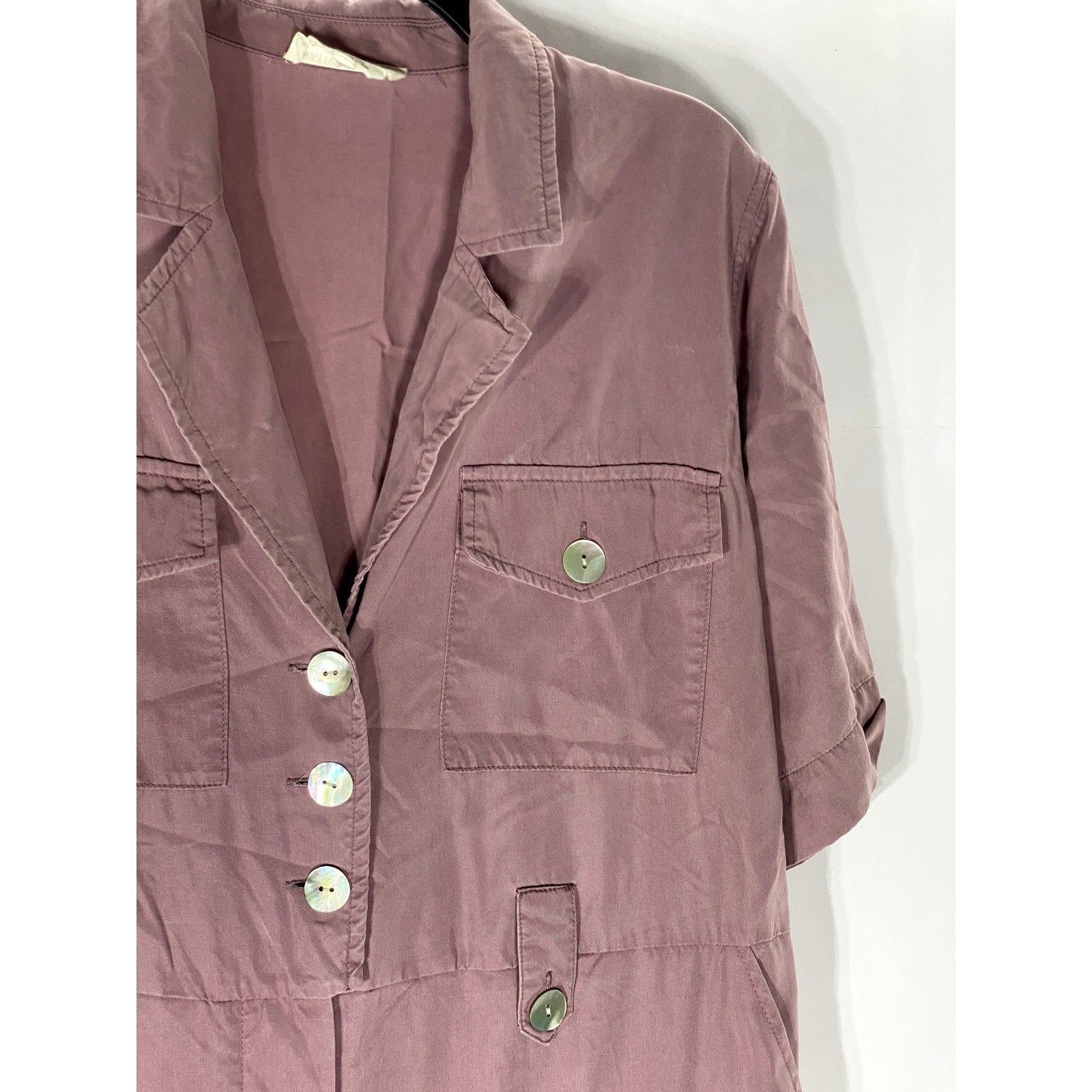NATIVE YOUTH Women's Purple Half-Button The Amelia Elbow Sleeve Jumpsuit SZ S