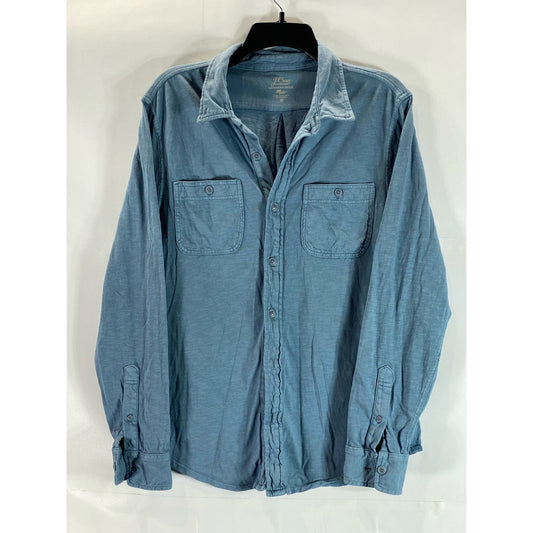 J. CREW Men's Blue Garment Dyed Harbor Button-Up Long Sleeve Work Shirt SZ M