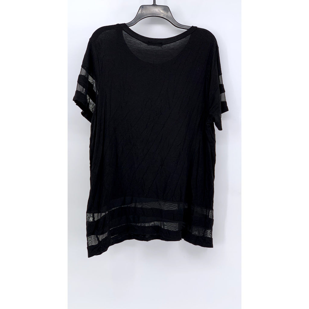 OCCASION CLOTHING Women's Plus Black Mesh Stripe Short Sleeve Top SZ 3X
