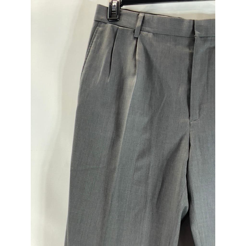 LANDS' END Men's Charcoal Traditional-Fit Pleated Wool Dress Pants SZ 364