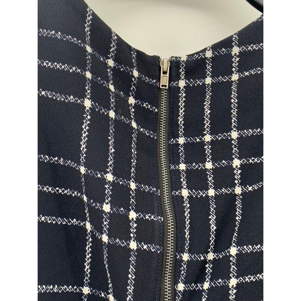 ASTR Women's Blue-Black Plaid Sleeveless Top SZ S