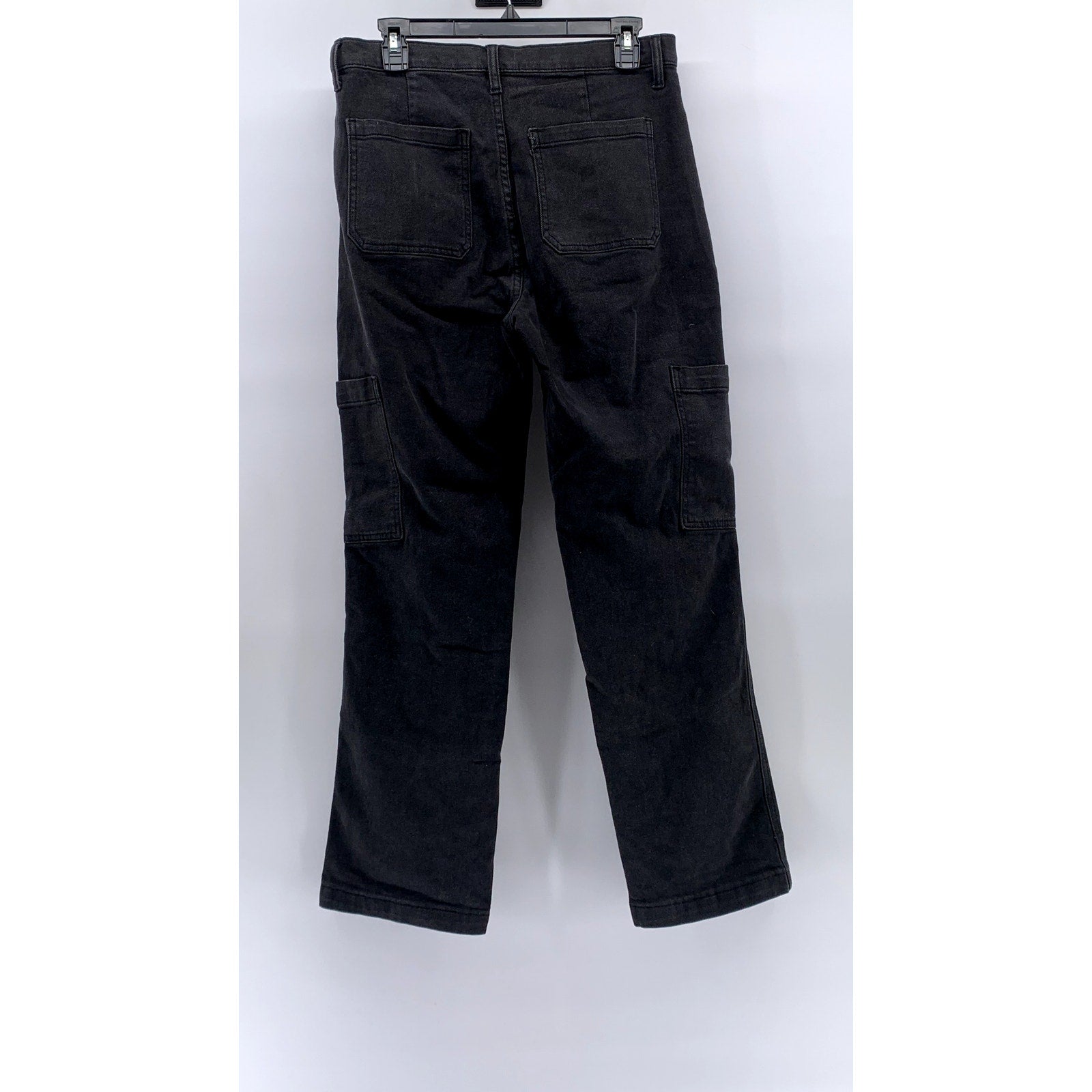 AND NOW THIS Women's Black Relaxed-Fit Straight-Leg Denim Utility Jeans SZ 30