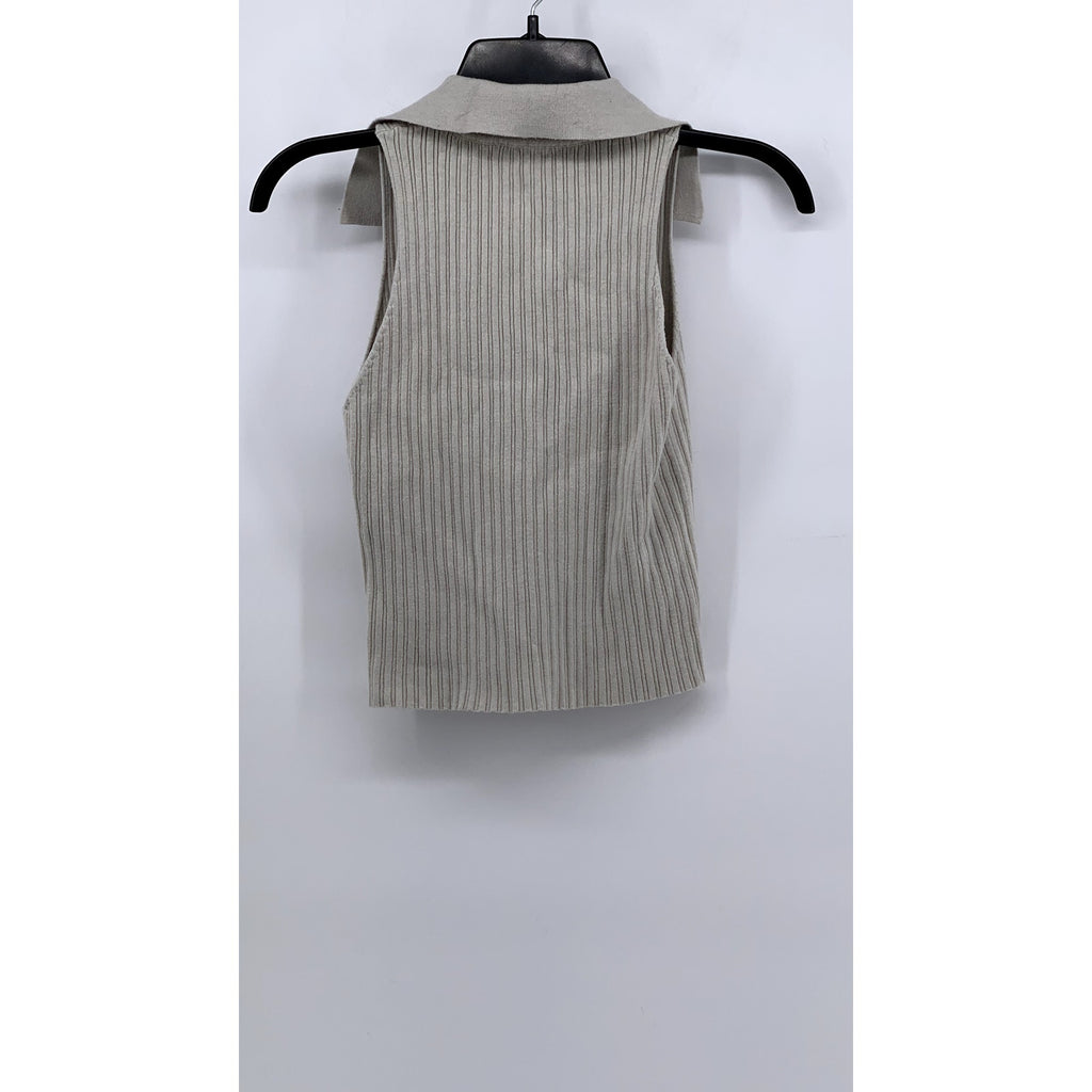 UNBRANDED Women's Gray Ribbed Collared Sleeveless Top SZ XS