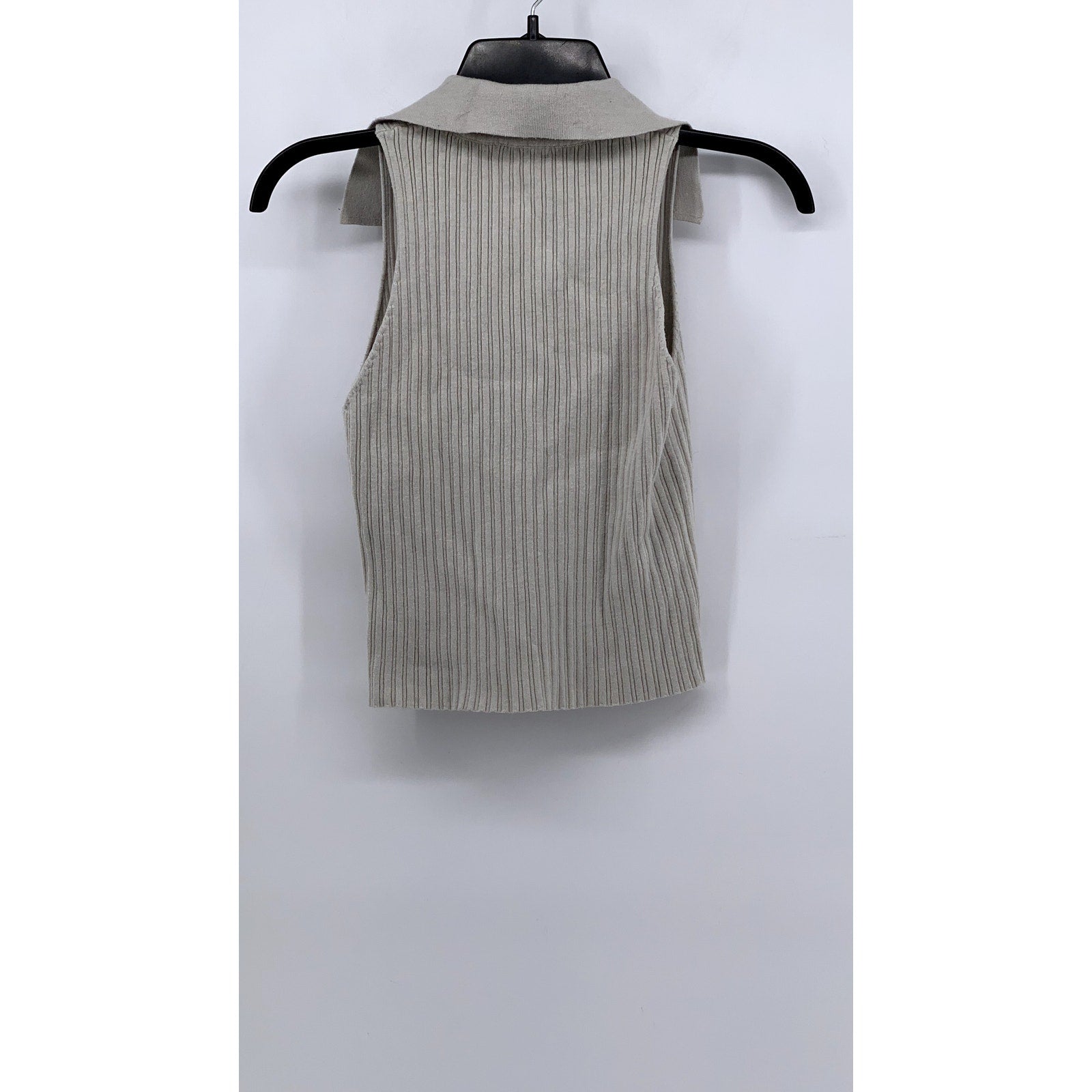 UNBRANDED Women's Gray Ribbed Collared Sleeveless Top SZ XS