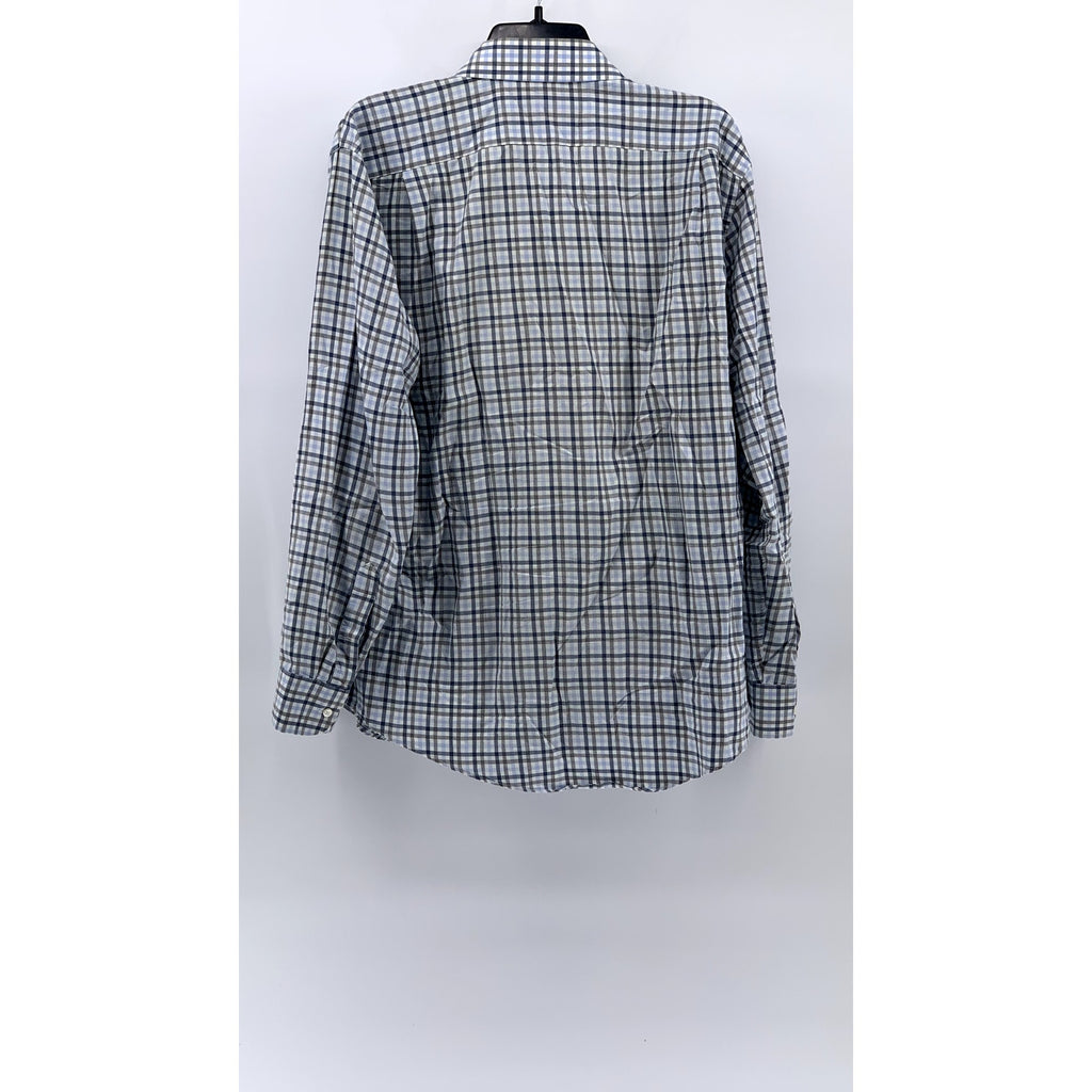 NORDSTROM RACK Men's Blue Plaid Button-Up Trim Fit Shirt SZ 16.5