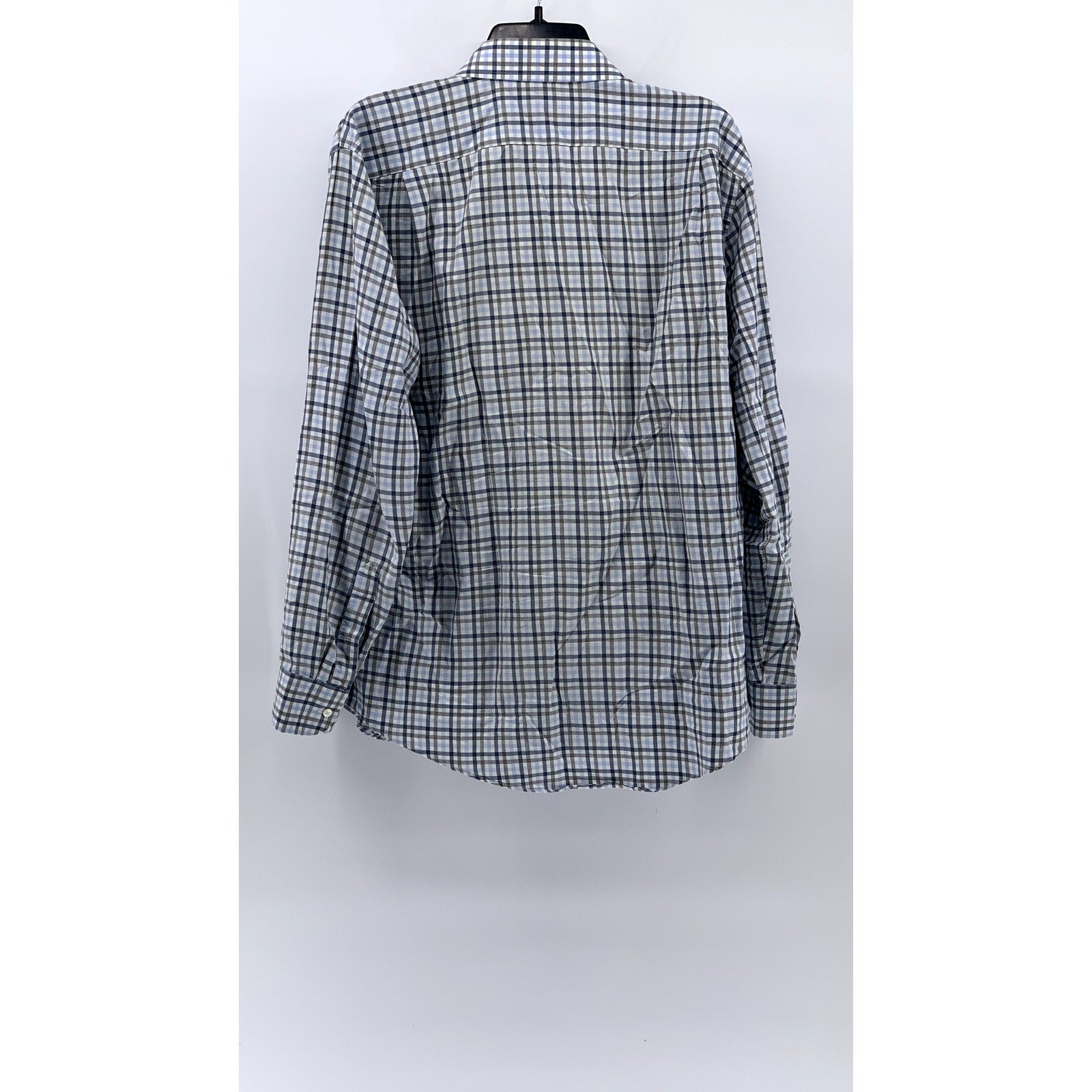 NORDSTROM RACK Men's Blue Plaid Button-Up Trim Fit Shirt SZ 16.5