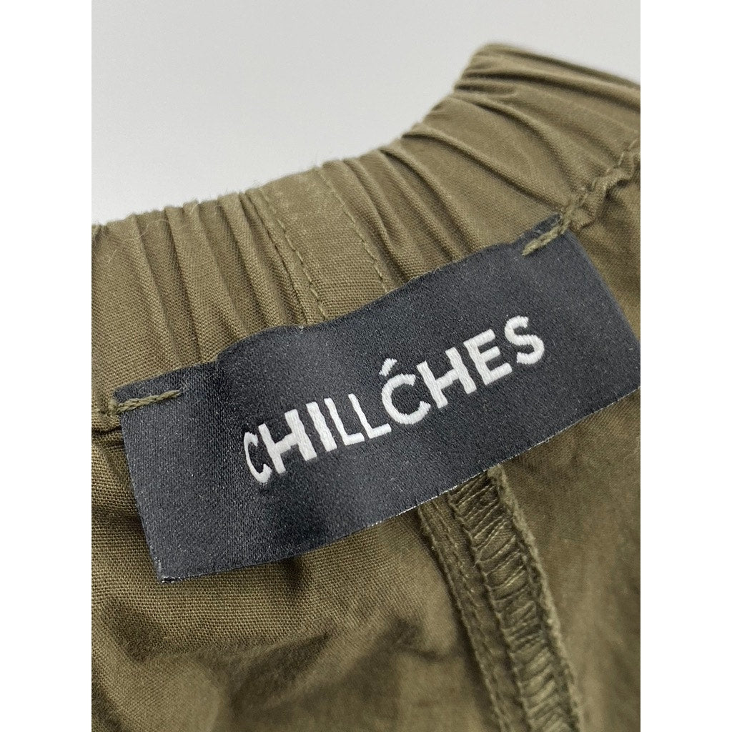 CHILLCHES Women's Olive Green Drawstring Pull-On Jogger Pant SZ M