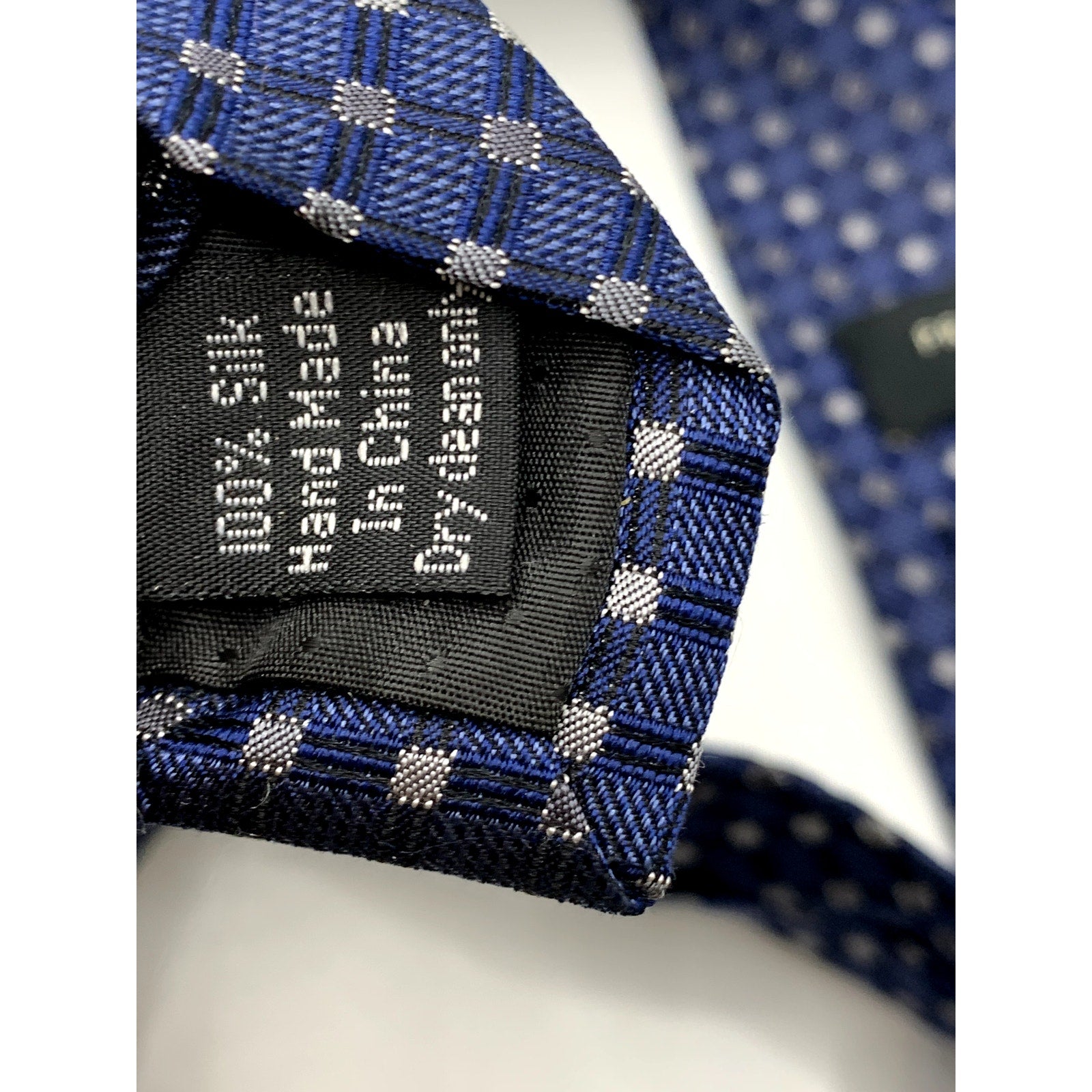 PRONTO UOMO Men's Navy Embroidered Gingham Print Tie