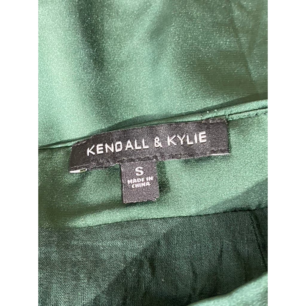 KENDALL & KYLIE Women's Green Satin Drawstring Slit-Hem Mini Skirt SZ S