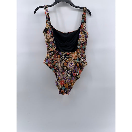 MADEWELL Women's Wild Bohemian Black Printed Second Wave One-Piece Swimsuit SZ S