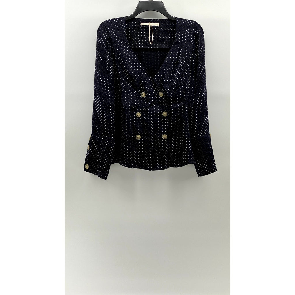 ZARA TRAFALUC Women's Micro Dot Double-Breast V-Neck Long Sleeve Blazer SZ M