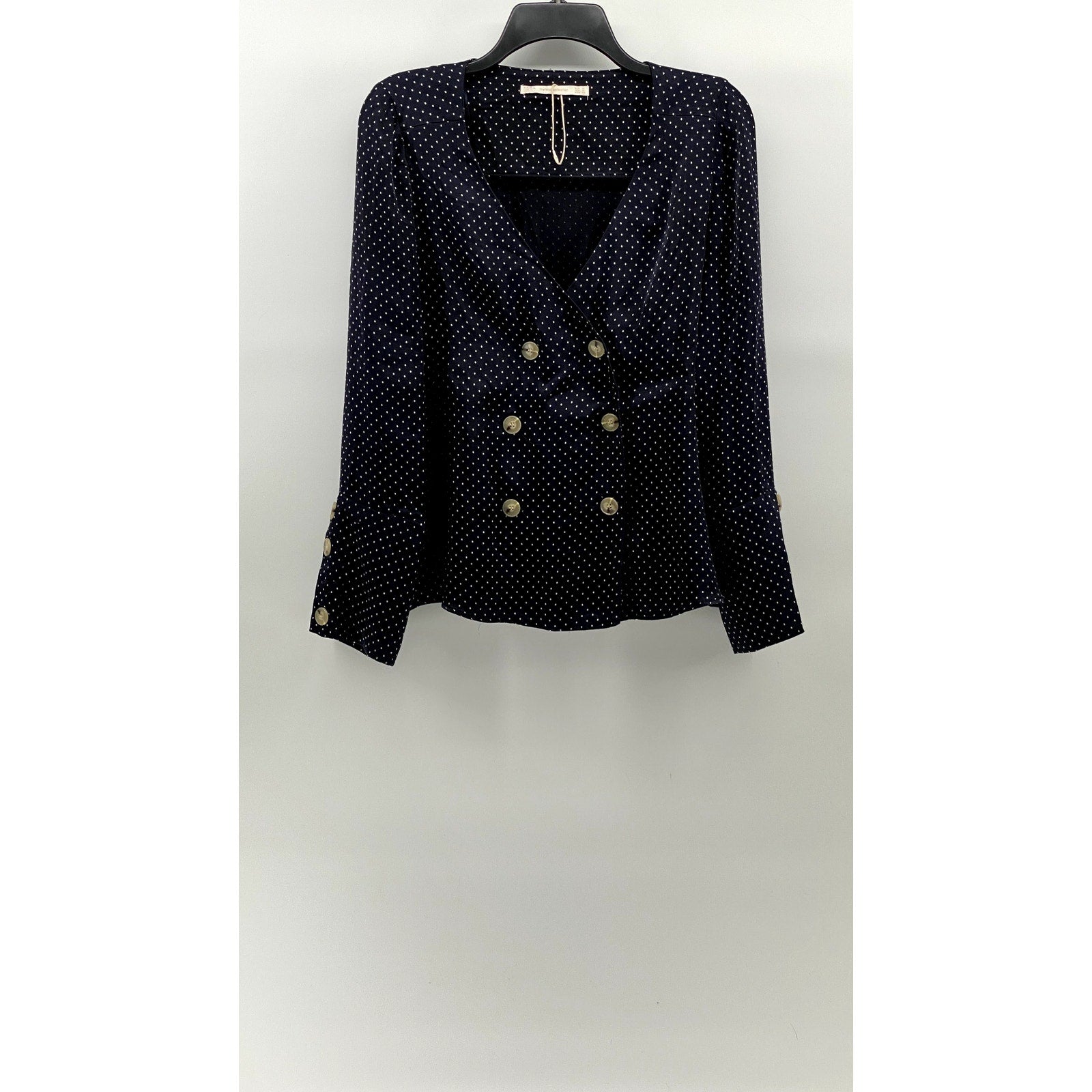 ZARA TRAFALUC Women's Micro Dot Double-Breast V-Neck Long Sleeve Blazer SZ M