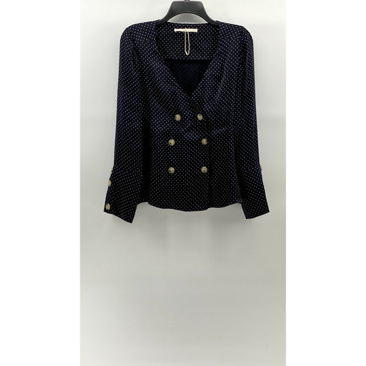 ZARA TRAFALUC Women's Micro Dot Double-Breast V-Neck Long Sleeve Blazer SZ M