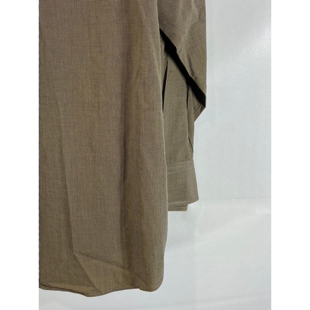 NORDSTROM Men's Brown Printed Relaxed Classic Button-Up Dress Shirt SZ 17.5/34