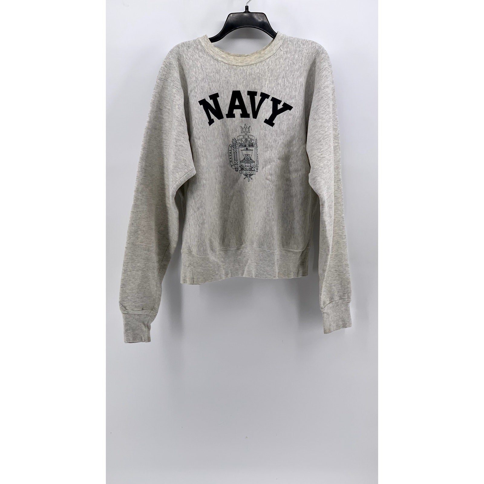 VINTAGE Men's Gray U.S Navy Crewneck Cotton-Blend Sweater SZ M