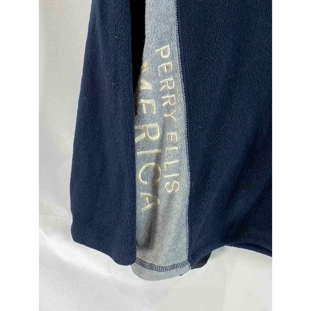 PERRY ELLIS AMERICA Men's Navy/Grey Vintage Quarter-Zip Active Sweater SZ M