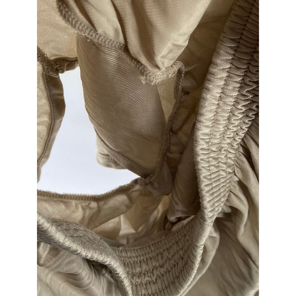 SOFFE Women's Beige Semi Sheer Pull-On Underlined Lightweight Shorts SZ S