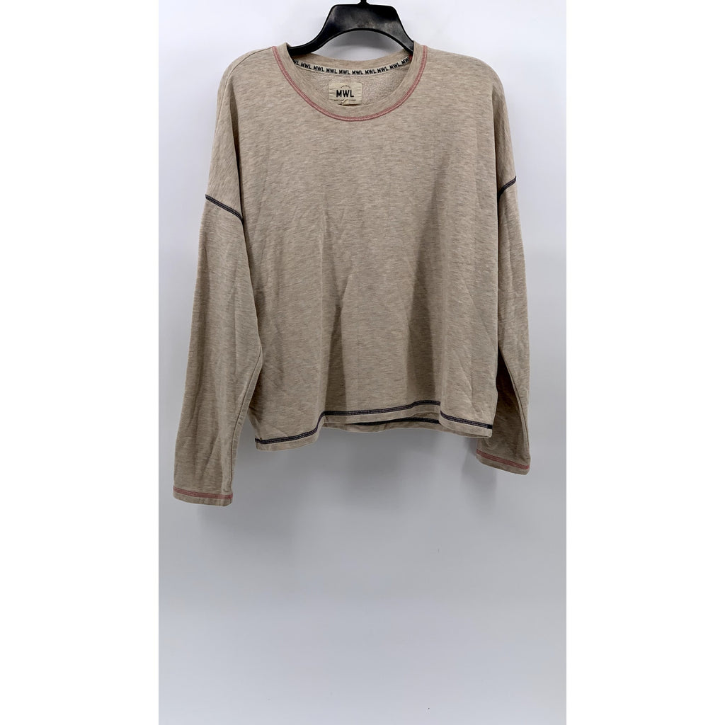 MADEWELL Women's Beige MWL Superbrushed Contrast-Stitched Sweatshirt SZ M