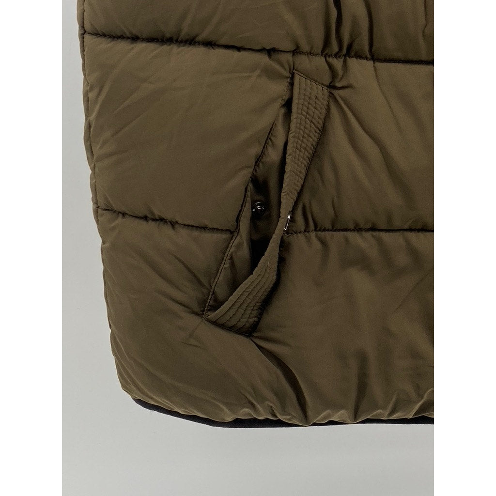 BERNARDO Men's Olive Green Stand Collar Sleeveless Zip-Up Puffer Vest SZ L