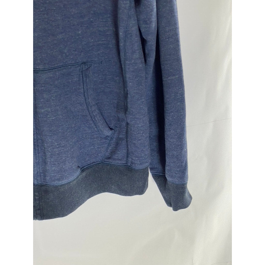J.CREW Men's Dark Blue Marled Brushed Fleece Full-Zip Hooded Sweater SZ L