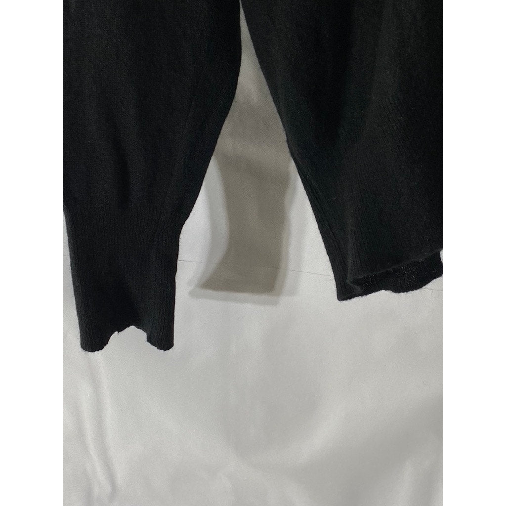 UNBRANDED Women's Black Quarter-Zip Long Sleeve Knit Cropped Sweater SZ S