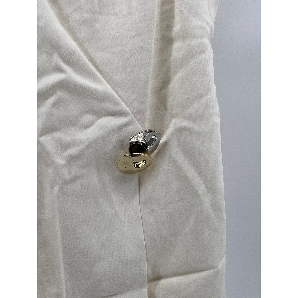 CUSHNIE ET OCHS Women’s Cream Wrapover Spaghetti Strap Embellished Tank Top SZ 8