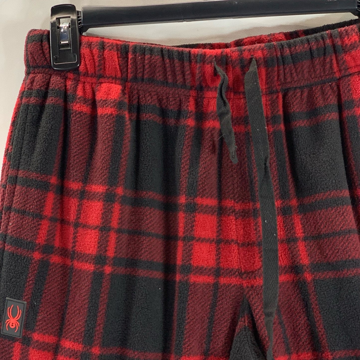 SPYDER Men's Black/Red Plaid Drawstring Relaxed-Fit Pull-On Pajama Pants SZ M