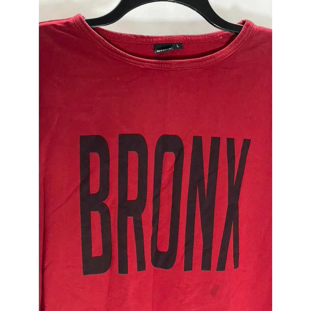 RIGO Men's Red/Black "Bronx" Logo Crewneck Casual Long Sleeve T-Shirt SZ L