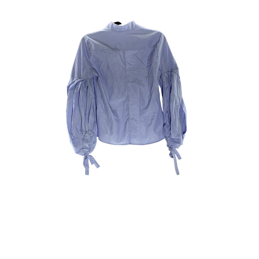 STELEN Women's Light Blue V-Neck Button-Up Balloon Tie Sleeve Top SZ S