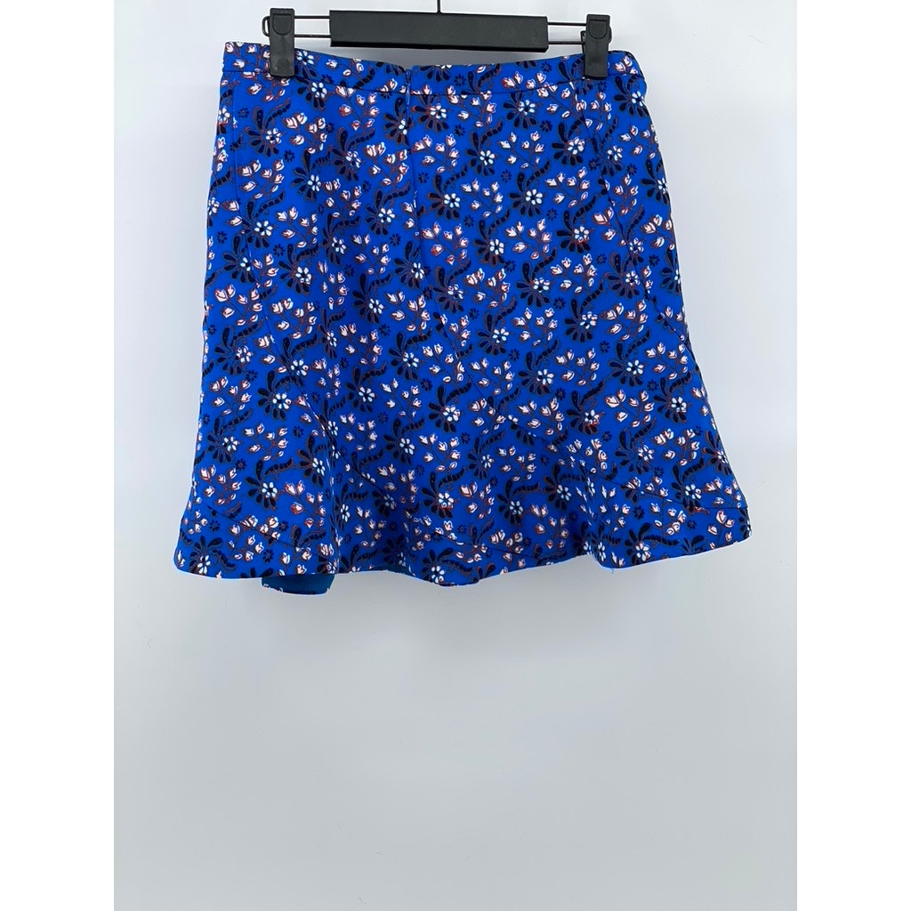 J.CREW Women's Blue Floral Ruffle-Hem Mini Skirt SZ 0