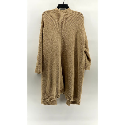 ANTHROPOLOGIE Women's Tan Knit Open-Front Long Sleeve Long Length Cardigan SZ S