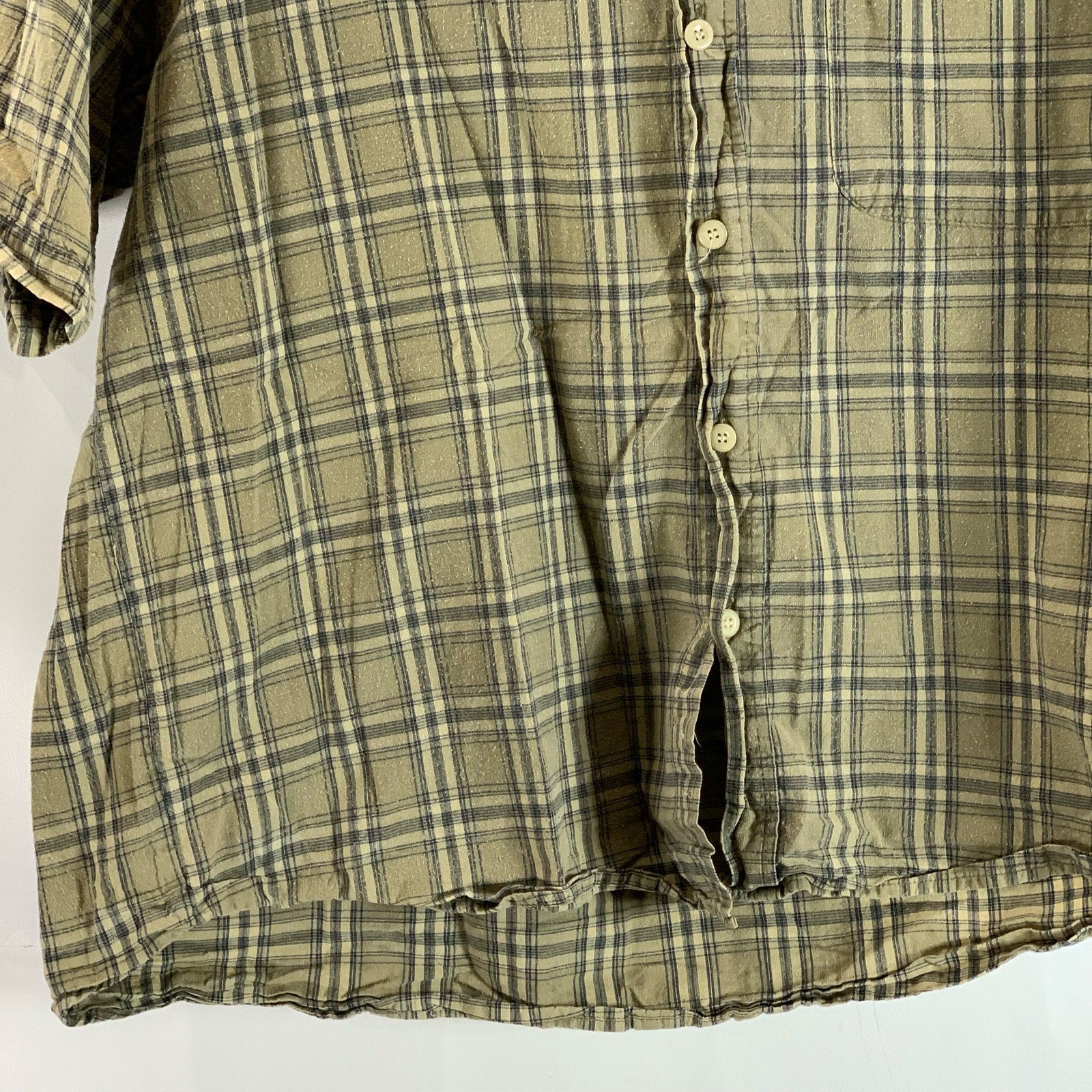 FIELD & STREAM Men's Tan Plaid Regular-Fit Button-Up Short Sleeve Shirt SZ L