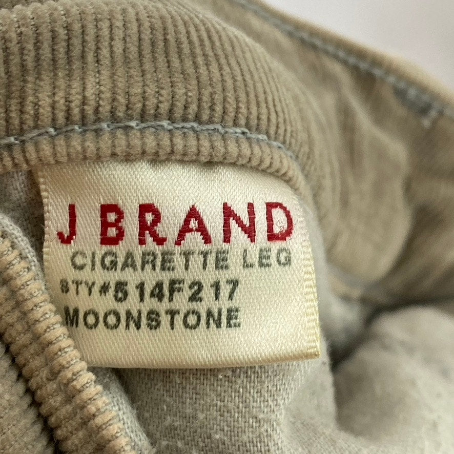 J BRAND Women's Moonstone Tan Cigarette Leg Five-Button Corduroy Pant SZ 27