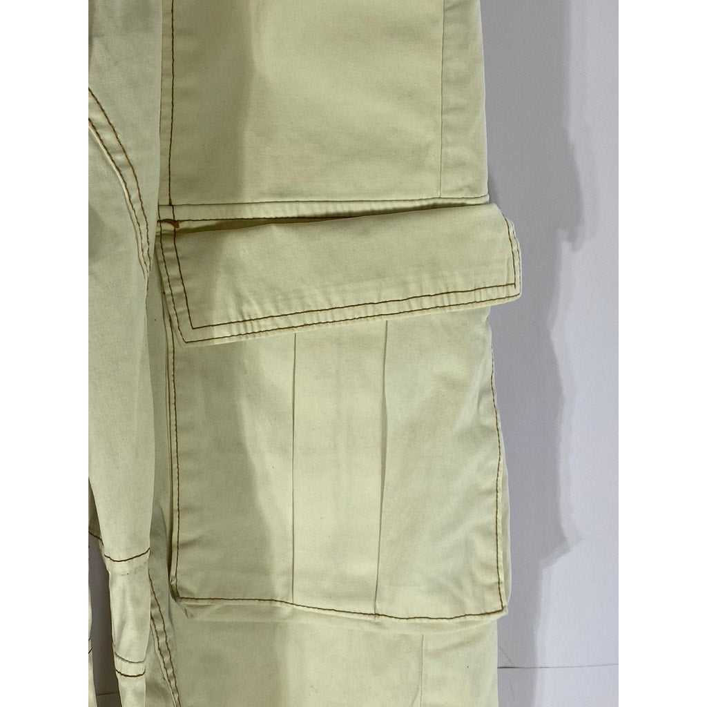 ZARA Women's Beige Elastic-Hem Drawstring  Cargo Pull-On Pant SZ 2