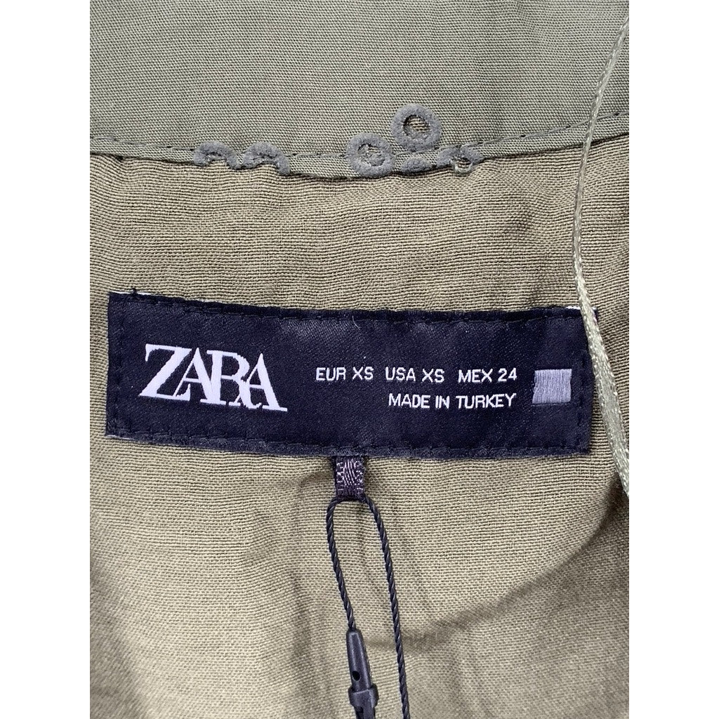 ZARA Women's Green Eyelet Cutout Embroidered Mini Dress SZ XS