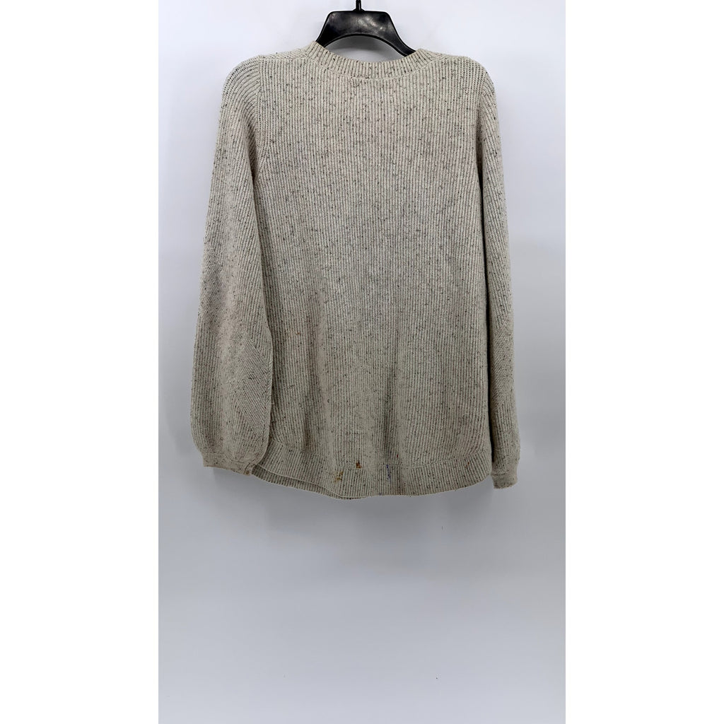 LOFT Women's Beige Speckle Knit Crewneck Long Sleeve Pullover Sweater SZ M