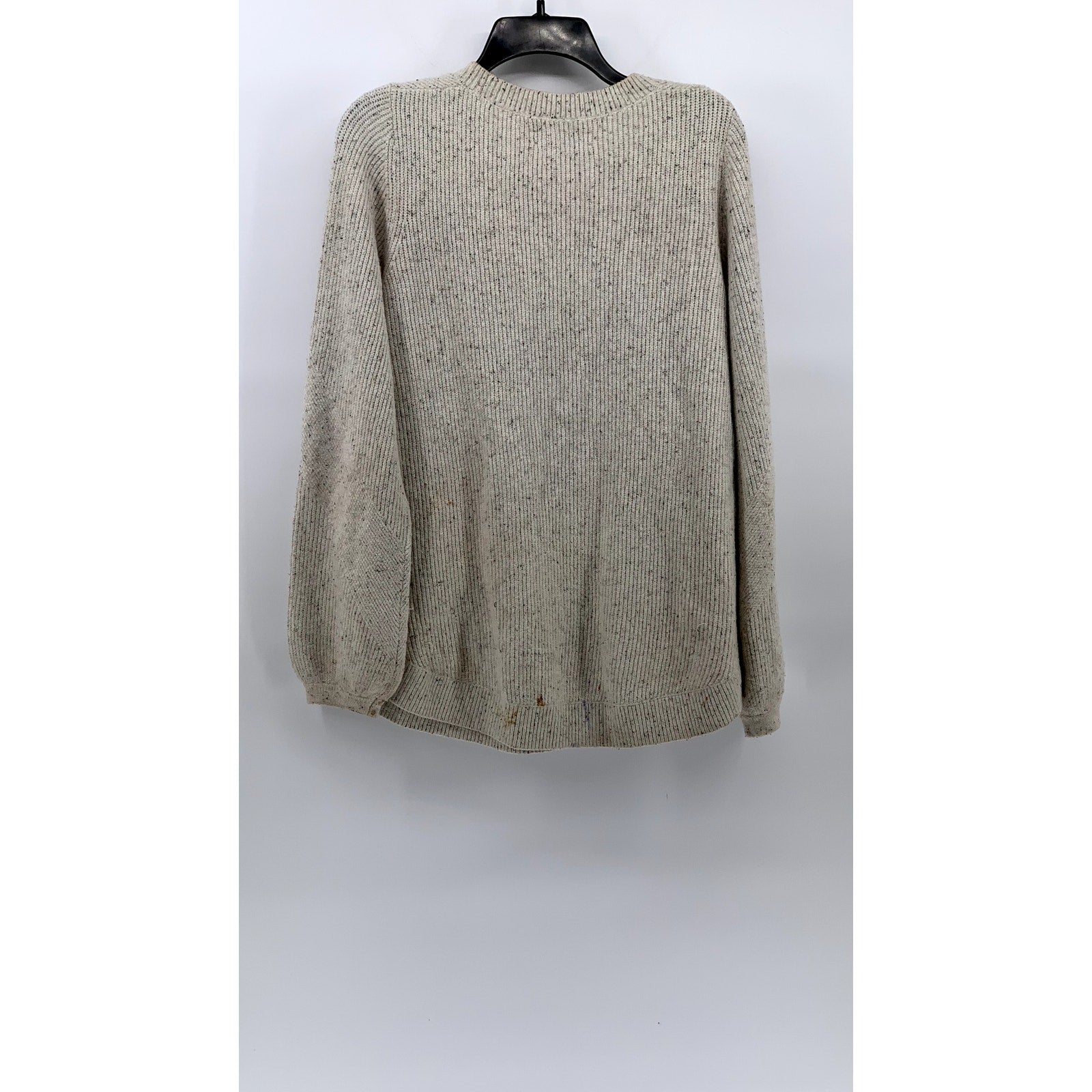 LOFT Women's Beige Speckle Knit Crewneck Long Sleeve Pullover Sweater SZ M