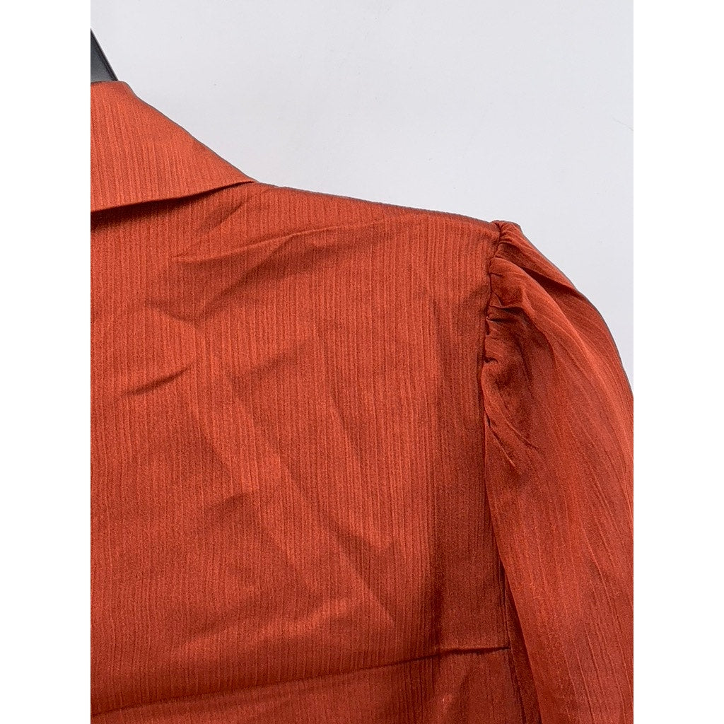 MONTEAU LOS ANGELES Women's Orange Button-Up Top SZ XL