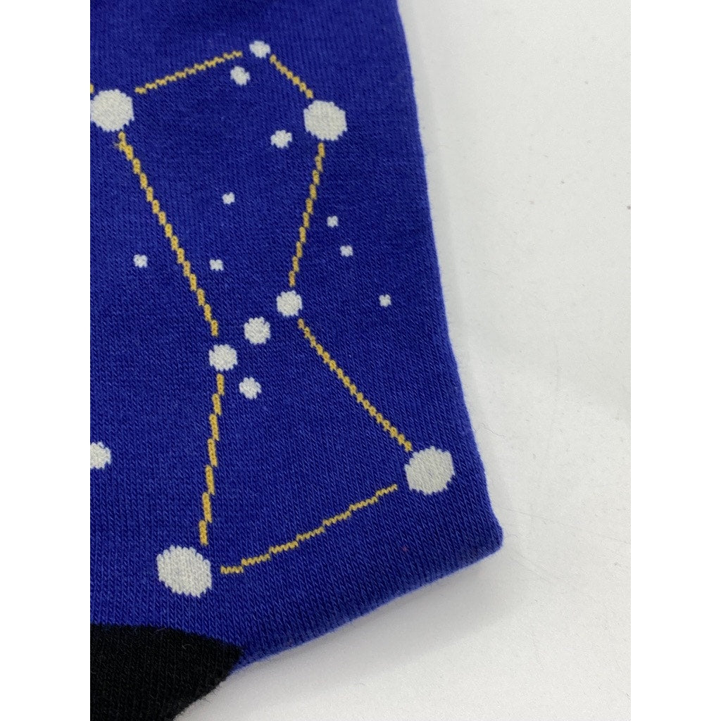 FOOT TRAFFIC Women's Blue-Black Galaxy Print Crew Socks SZ 4-10
