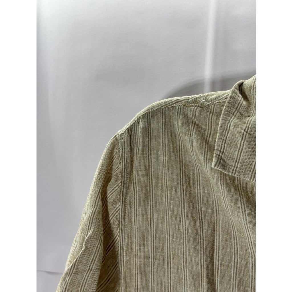 RAILS Men's Ivory Toast Stripe Waimea Button-Up Short Sleeve Shirt SZ S