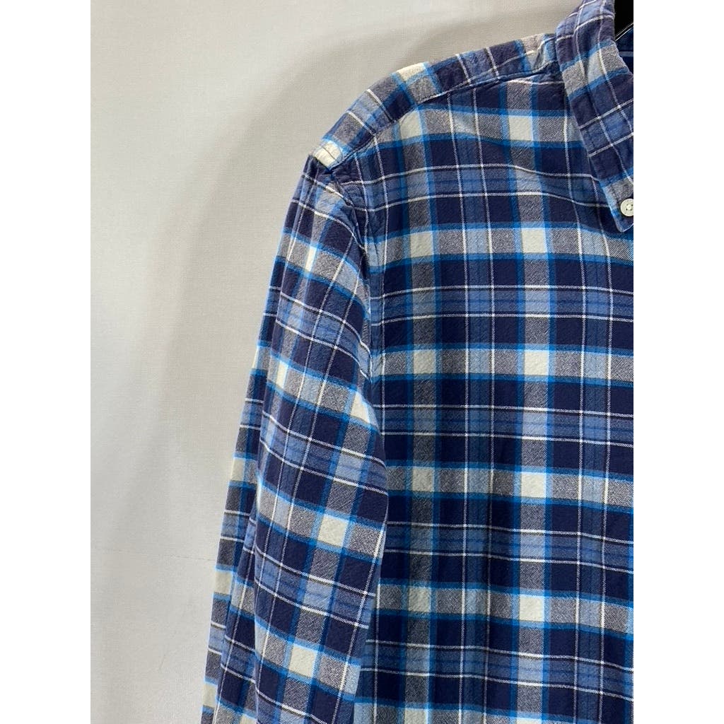 AMERICAN EAGLE OUTFITTERS Men's Blue Plaid Soft Button-Up Flannel Shirt SZ M