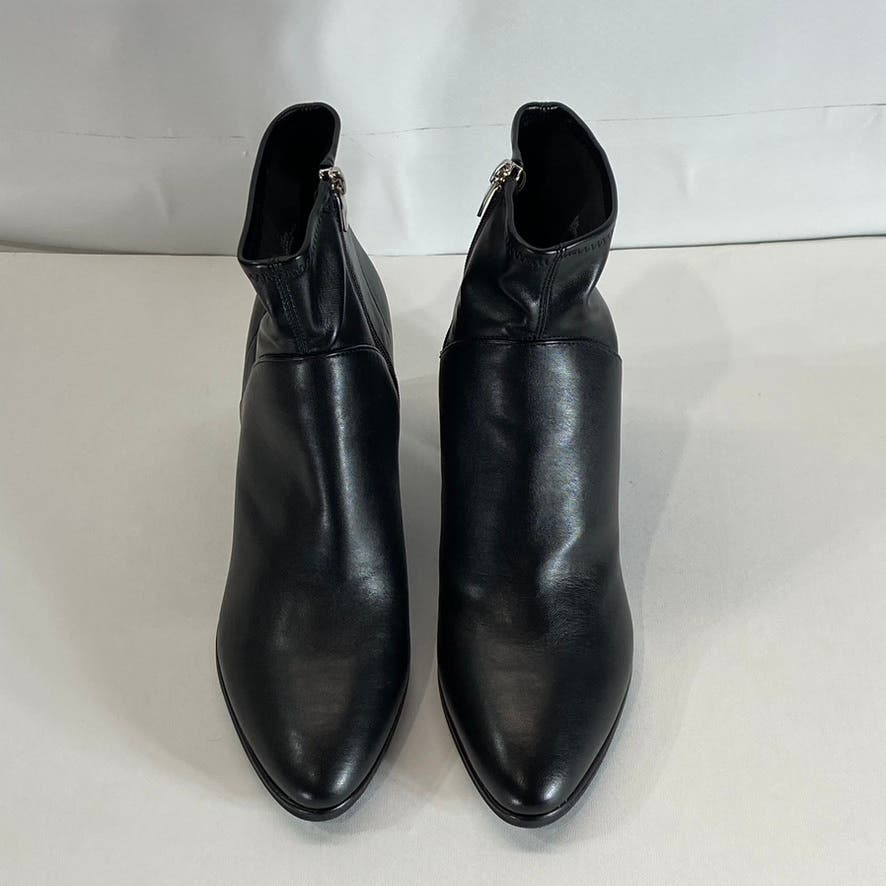 MARC FISHER Women's Black Faux Leather Dyvine Block-Heel Ankle Booties SZ 10