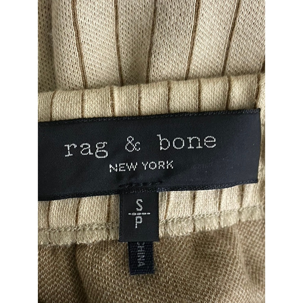 RAG & BONE Women's Beige Pinstripe Straight-Leg Elasticized Waist Pant SZ S