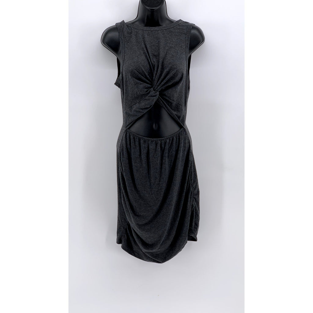 UNBRANDED Women's Charcoal Gray Twist Knot Cutout Sleeveless Midi Dress SZ M