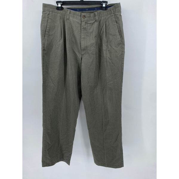 DOCKERS Men's Faded Olive Grey Vintage USA Flat Front Chino Pants SZ 38x29