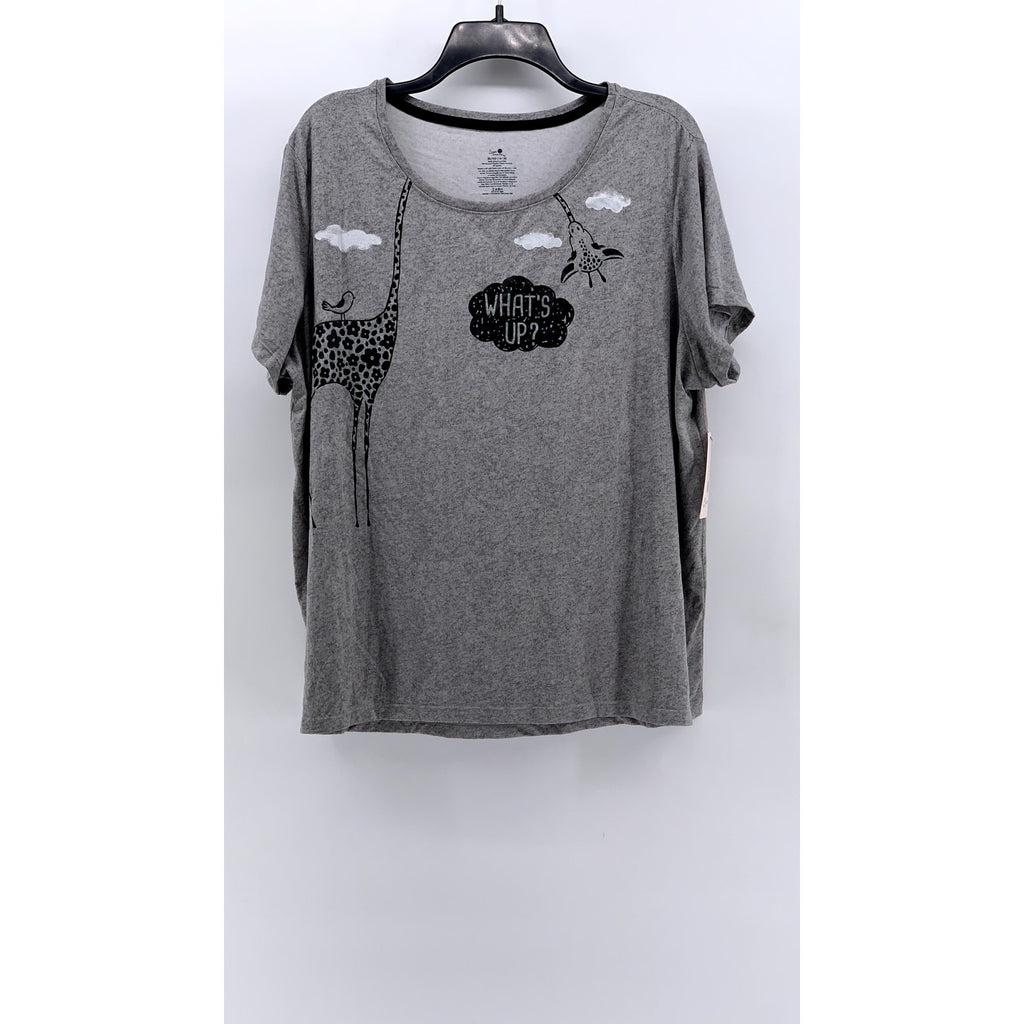 SECRET TREASURES Women's Gray Giraffe Graphic Pajama Top SZ XL