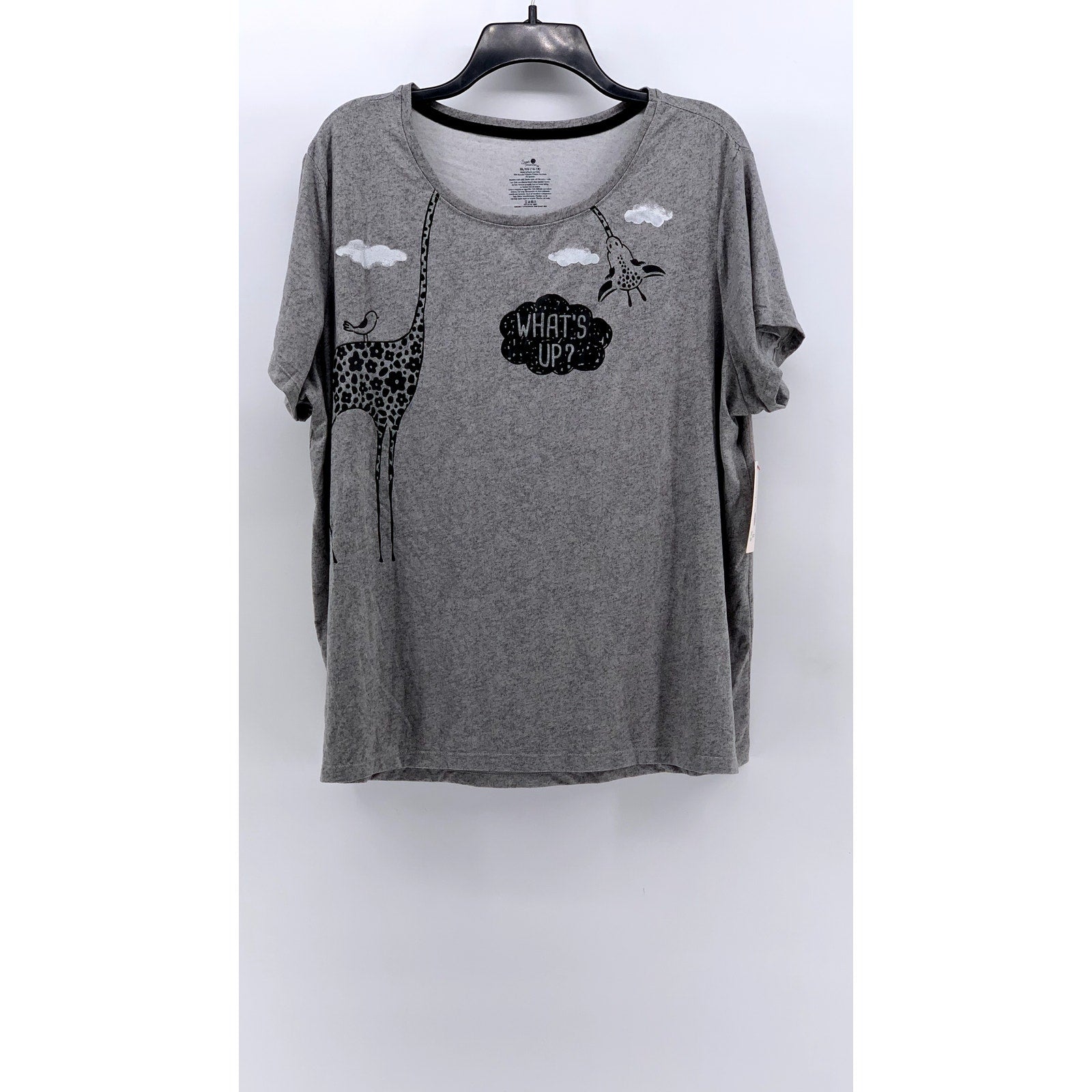 SECRET TREASURES Women's Gray Giraffe Graphic Pajama Top SZ XL